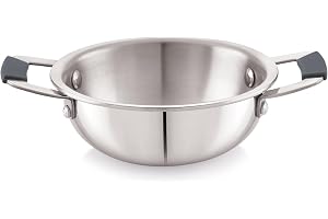 TOSAA TRIPLY MINI KADHAI, Mini Triply Kadhai 3 Layer Base,Ideal for Frying, Tadka,Compact & Heavy Duty Induction Base Multipurpose Cookware 650 ml