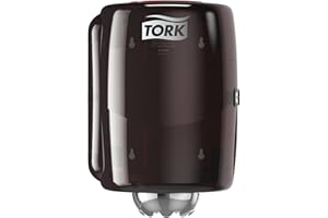 Tork 659008 Dispenser per asciugamani ad estrazione centrale grande Performance, sistema M2, 35,6 cm x 24,8 cm x 23,2 cm (altez. x largh. x profond.), Rosso-Nero