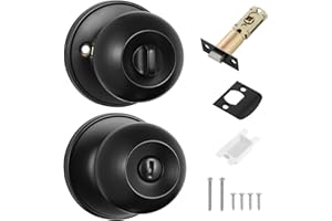 Coolty Privacy Pomelli per Porte Serrature Senza Chiave Maniglia Rotonda per Camera da Letto Bagno Porte Interne Privacy Uso (Nero)