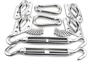 HONGCI Zestaw montażowy żagla cieniującego - stal nierdzewna 304 Zestaw akcesoriów do mocowania materiałów do żagla cieniującego, trójkątna tkanina cieniująca, kwadratowa