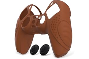 eXtremeRate PlayVital Protection Manette pour ps5 Coque,Housse Silicone avec Capuchon Joystick pour ps5 Controller Accessoire Cover Skin Antidérapante-Brun Signal,Édition Guardian