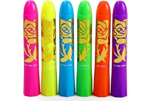 HISUNBEN Children's Gift 6 Colors UV Neon Night Glow,Glow UV Neon Glow Face Paint Crayons Kit,Body Paint,Water-Based Face Paint For Halloween,UV Glow paint,Kids Face Paint