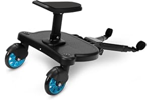 Tubiaz Passeggino con sedile, Pedana universale per bambini, design a due ruote a 360°, accessori per passeggino, adatto per ogni passeggino (blu)