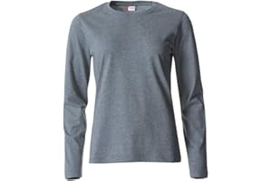 Clique - Maglietta a maniche lunghe con scollo rotondo da donna Basic-T L/S in jersey di cotone vestibilità slim fit in diverse misure e colori