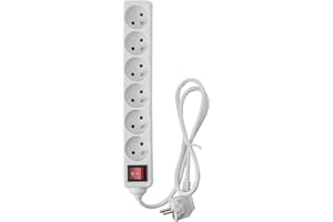 Expert Line 486011 Bloc de 6 Prises avec Interrupteur 16 A Blanc