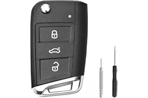 SPTwj Guscio Chiave Auto Compatibile con Volkswagen VW Golf 7 MK7 VW Polo Octavia Fabia Kodiaq Tiguan A7 Seat Leon Ibiza Passat Touran 3 Tasti Telecomando Ricambio Cover Custodia Chiave