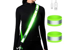 Fokia Kunbio Équipement de Course réfléchissant à LED Haute visibilité avec Brassard pour Marcher la Nuit, équipement de sécurité réglable et Lumineux pour Coureurs, Marcheurs, Hommes et Femmes