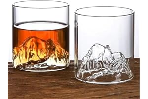 RYHMHA Fujiyama Lot de 2 verres à whisky japonais en cristal pour whisky, cognac, martini, cocktail, rhum, bière (transparent), RY-24022902