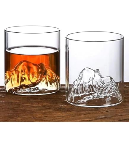 Lot De 2 Verres à Whisky En Cristal En Forme De Montagne, à L'ancienne