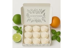 Scentered Serenity Wax Melts| Strong Scented| 9 Pack| Luxury Gift Set Wax Melts| Over 60 Hrs Burn Time Per Box| Pet Friendly| Eco Friendly| Hand Poured (Lime Basil and Mandarin)