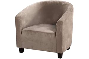 HOMECOVER Copripoltrona 1 Posto Elasticizato Copripoltrona Chesterfield Fodere Copripoltrona Velluto Copripoltrona Fodera Per Poltrona Per Hotel Salotto-Taupe-Medium