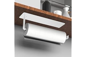 Drucilla Porta Rotolo da Cucina, Portarotolo Cucina, Appendere Autoadesivo Portarotoli da Cucina da Parete, Porta Adesivo Acciaio Inox Senza Forature, Porta Carta da Bagno, 26cm Bianco