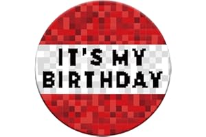 SAVITA It’s My Birthday Badge Pin, 2.3in Round Happy Birthday Button in Red White Design for Boys Girls Men & Women Party Badge for Celebrations & Decorations