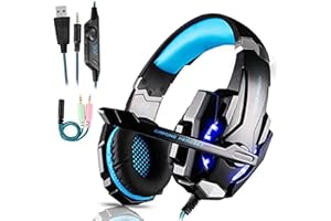 FUNINGEEK Micro Casque Gaming PS4 Switch avec Micro Anti Bruit Casque Gamer Xbox One Filaire LED Lampe Stéréo Bass Microphone Réglable avec Micro 3.5mm Jack