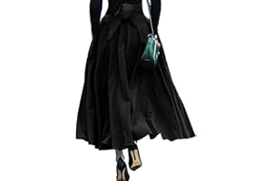 DayaEmmoTQ Jupe mi-Corps Vintage pour Femme, Taille Haute, Mode Swing, Sexy, Long, Parapluie avec Fente latérale, Poche trapèze, Jupe Parapluie