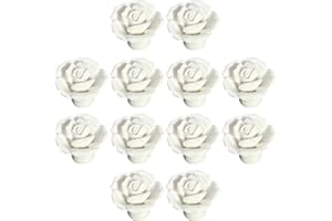 Weiß 12PCS Keramik-Rosen-Blumen-Knopf Porzellan Rose Möbelknopf Möbelknöpfe Griff Knopf Dekoraktion Schrankgriff Türgriffe Möbelgriffe Möbelknauf von Creatwls