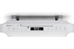 Auna KRCD 100 BT - Radio de Cocina, Bluetooth, Reproductor de CD, Temporizador, Despertador, Sintonizador FM, MP3, Pantalla LCD, 29 x 8 x 26,5 cm, 1,2 kg, 2X 12 W RMS, Blanco