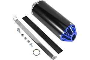 Trkimal Motorrad Auspuff Schalldämpfer 28mm Universal Motorrad Edelstahl Schalldämpfer Hinten Auspuffrohr mit Klemmdichtung für 50cc 70cc 90cc 110cc 125cc ATV Dirt Pit Quad Bike Motocross (Blau)