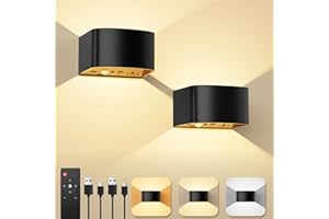 KagoLing LED Wandleuchte Innen mit Bewegungssensor, 2 Stück 4000mAh Akku Kabellose Wandlampe mit Fernbedienung, 3 Farben/Modi Ohne Bohren Wanddeko Wandleuchte für Schlafzimmer Wohnzimmer Treppe Flur