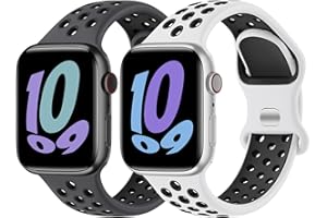AMSKY Oddychający silikonowy pasek kompatybilny z Apple Watch 44, 45, 42, 41, 40 mm, 49 mm, 38 mm, dla mężczyzn i kobiet, sportowy pasek zastępczy, kompatybilny z iWatch Series Se Ultra 9, 8, 7, 6, 5,