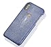 Produktbild Galaxy Note 9 Luxus Hülle, Yidai-SiluOnly One,Perletextur,Handgefertigt Echt Perlfische Haut Back Cover Einzigartig Case Körnchen Anti-Rutsch Wärmeableitung Handyhülle für Samsung Galaxy Note 9 6,4 Zoll – Blau (kann nach Maß)