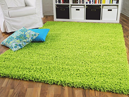Hochflor Langflor Shaggy Teppich Aloha Lindgrün - Sofort Lieferbar in 8 Größen