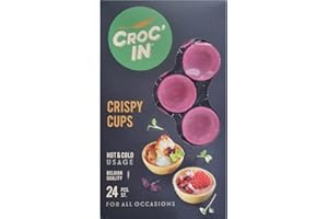 CROC'IN - Fuchsia Tartlet Shells - Edible Appetizer Or Dessert Cups - Mini Pastry Cases - Artisanal & Vegan Confection - 24 Pieces