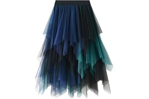 MERCIYD Damen Faltenrock Tüllrock Asymmetrisch Röcke Kurzer Skater Röcke Midirock Sommerrock