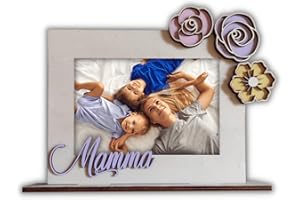 Pekiedo Cornice Foto Mamma con Fiori Portafoto in Legno da Tavolo Idea Regalo Festa della Mamma