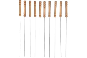 CHICIRIS Szaszłyki do Grilla, 10 sztuk, Drewniany Uchwyt, Nierdzewna, Lekki i Przenośny, Idealne dla Piekna na świeżym Powietrzu, Wypady na Nature, Barbecue