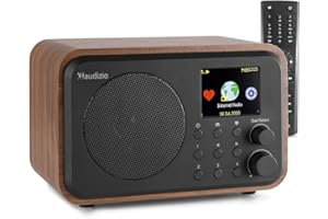 Internet radio met wifi en Bluetooth - Audizio Venice retro radio met wekkerradio en accu - Hout (102222)