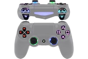 eXtremeRate LED Bouton de Remplacement(Pas Une Manette) pour ps4 Manette DTFS 2.0 LED Kit, Boutons Lumineux D-Pad Joystick pour ps4 Manette CUH-ZCT2, 7 Couleurs 9 Modes, Noir