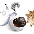Migipaws Interactive Cat Ball Toy Set, Fun Tracker, Automatic Rolling Chase Ball with Fluffy Tail, A Small Mice, Rechargeable (White)