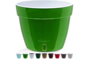 SANTINO Selbstbewässernder Blumentopf mit Wasserstandsanzeige für innen. Asti D 23cm.Green Gold-White, 6L