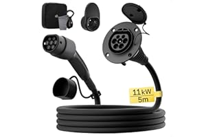 ‎DÉ dé Typ 2 Verlängerungskabel [5m, 11kW, 16A] 3-Phasen Ladekabel 400V, Schutzart IP54, kompatibel mit Allen IEC62196-2 BEV und HPEV, mit Tragetasche