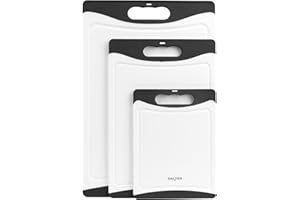 Salter Set di taglieri in plastica da 3 pezzi - Set di 3 taglieri su entrambi i lati, antiscivolo, facile da pulire, lavabile in lavastoviglie, preparazione di cibi, piccolo, medio e grande