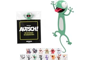 ‎KXT DES!GN KXT Witzige 3D Lesezeichen - Original AUTSCH! Cartoon Tiere - Lustiges Geschenk für Kinder und Erwachsene (Gecko)