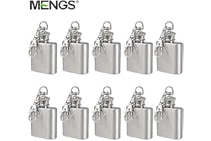 10X MENGS® 1 oz ballon de la hanche avec porte-clés pour les occasions spéciales (mariage, sport, golf), en acier inoxydable poli, mini whisky vodka alcool liqueur Flasque