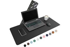 WURK Tappetino per Mouse Grande [90 cm x 43 cm] - Tappetino Scrivinia - Mousepad XXL - Pelle PU Impermeabile + Scamosciata Antiscivolo (Nero)