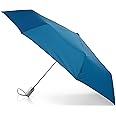 totes Automatic Eco Open Close Water-Resistant Travel Folding Umbrella with Sun Protection, Red, One Size