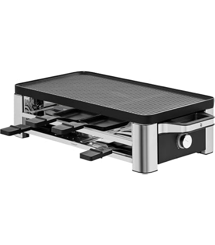 Korona 45060 Raclette for 10 People, XXL Raclette with 10 Pans and Wooden Spatulas, Grill Plate with Non-Stick Coating, Long Cable 1.2 m, 1500 Watt, Black