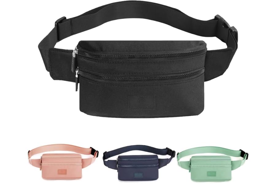 Bumbags Waist Fanny Pack Ladies Fashion Bum Bag with Adjustable Belt for Sport Hiking Girls Women Men (Black)