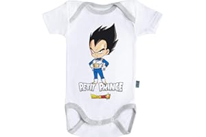 Baby Geek Petit Prince - Vegeta - Dragon Ball Super - Body Bébé Manches Courtes - Licence Officielle