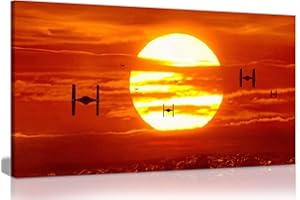 Panther Print Impression sur toile Star Wars, représentant des chasseurs TIE au coucher du soleil - Décoration murale, 76,2 x 40,6 cm