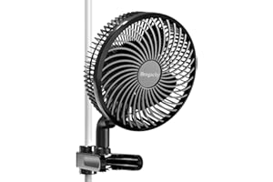 Brogachy Clipfan/Ventilador con Clip 10W, Ventilador de Cultivo con Clip Oscilación Automática motor EC trifásico, 10 Velocidades, para Tienda de Cultivo.