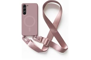 2NSPDRGNI Handykette Schutzhülle kompatibel mit Samsung Galaxy S23 Handyhülle mit Band,Kabellosem Laden Hülle Halsband Lanyard Silikonhülle,Rose Gold