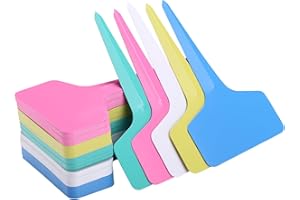 GWHOLE Etiquette Jardin T-Type 100 Pcs Etiquette Potager pour Potager Exterieur en Plastique Étiquette Semis avec Marqueur Noir pour Fleur Légumes Graine Jardin Pépinière (Cinq Couleurs)
