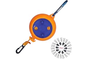 TOCTAX Camping Washing Line, 8 Meters Travel Clothesline Retractable Laundry Rope For Indoor Outdoor Heavy Duty, Adjustable Portable Drying Lines With 10 Fixed Buckles And 20 Clothespins