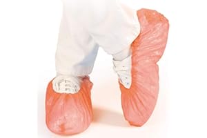 HYGIENICAL BETRIEBSBEDARF Farbige-Überschuhe, CPE Einwegüberschuh, Einweg-Überziehschuhe, Op-Schuhüberzieher, Galosche, wasserdicht, Farbe:rot - 100 Stück, Größe:extra stark - 40my