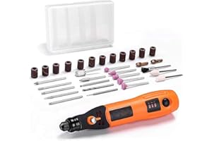 HUOCAI Multifunktionswerkzeug, 3.7V Li-Ion Akku Mehrzweckschleifmaschine mit 3 variabler Drehzahleinstellungen und 31 Zubehör GHX5 Orange,schwarz.